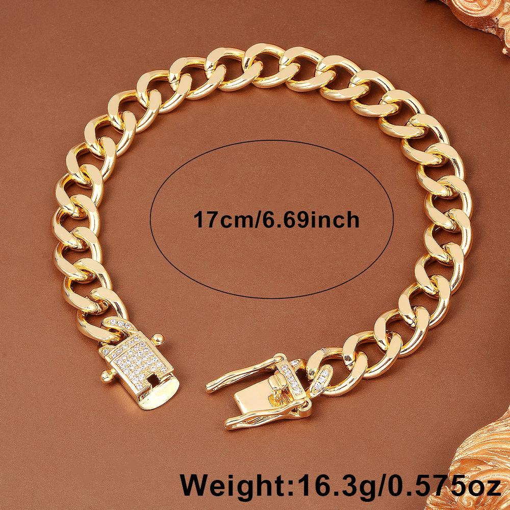 Chunky Golden Chain Bracelet with Sparkling Accents